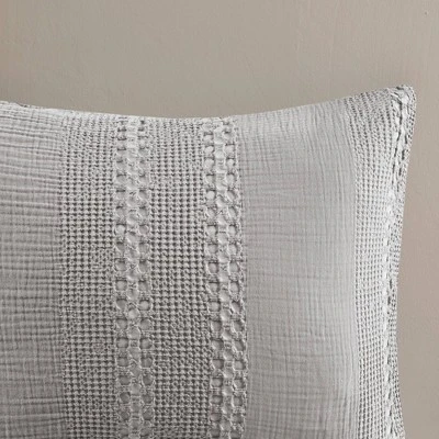 3pc Hailey Cotton Gauze Waffle Weave Comforter Set Gray - Urban Habitat 6 3pc Hailey Cotton Gauze Waffle Weave Comforter Set Gray - Urban Habitat - Image 4