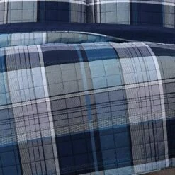 Trey Plaid Quilt Set Navy - Truly Soft