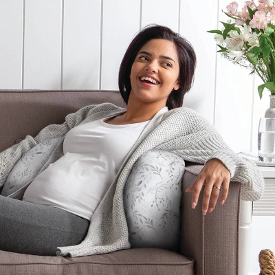 Boppy Side Sleeper Pregnancy Pillow - Gray Falling Leaves 4 Boppy Side Sleeper Pregnancy Pillow - Gray Falling Leaves - Image 2