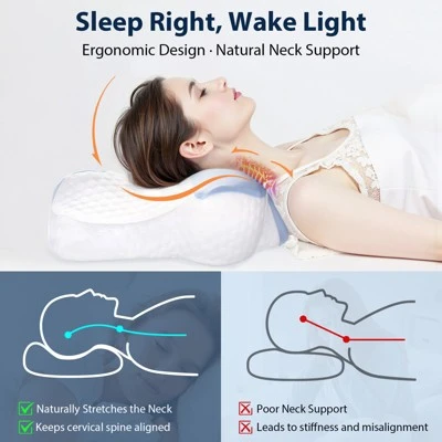 SUGIFT Ergonomic Cervical Memory Foam Pillow For Neck Pain Relief Orthopedic Contour Support For Back Side Stomach Sleepers 4 SUGIFT Ergonomic Cervical Memory Foam Pillow For Neck Pain Relief Orthopedic Contour Support For Back Side Stomach Sleepers - Image 2