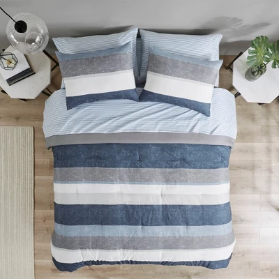 Madison Park Ryder Comforter Set With Bed Sheets Blue/Gray 13 Madison Park Ryder Comforter Set With Bed Sheets Blue/Gray - Image 11