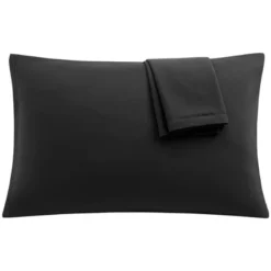 2 Pcs King 1800 Series Soft Brushed Microfiber With Zipper Pillow Case Black - PiccoCasa
