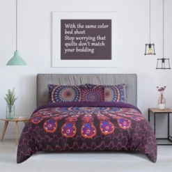 PiccoCasa Polyester Bohemian Duvet Cover Sets 5 Pcs With 2 Pillowcases Queen Purple -Laura Ashley Shop GUEST 26fffbdd a027 4b97 914f 8155f3e7ffd1