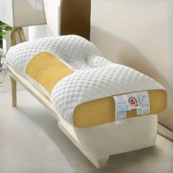 FONTOI 1 Pack Bed Pillow With Removable Cover, All-Season Comfort, Perfect For Home, Hotel, Bed, Yellow&White, 5.5"*5.5"*17"