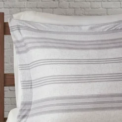 3pc Full/Queen Mason Stripe Print Knit Duvet Cover Set Gray -Laura Ashley Shop GUEST 2e5542a1 238f 4bb5 b80a c688795c213d
