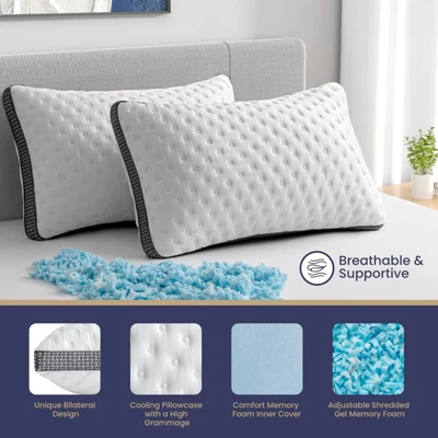 FONTOI 1 Pack Cooling Pillow Queen Size, All-Season Comfort, Perfect For Home, Hotel, Cooling&Smooth Washable Cover, White&Gray, 17.8"*5.9"*31.5" 6 FONTOI 1 Pack Cooling Pillow Queen Size, All-Season Comfort, Perfect For Home, Hotel, Cooling&Smooth Washable Cover, White&Gray, 17.8"*5.9"*31.5" - Image 4