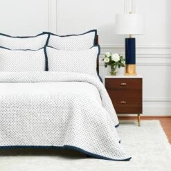 EY Essentials Hanima Navy Cotton Standard Sham - Machine Washable