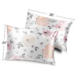 Sweet Jojo Designs Decorative Satin Pillowcases Watercolor Floral Pink And Grey 2pc -Laura Ashley Shop GUEST 37579ec5 c1dc 43cf 92e2 871bdd115050