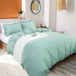 PiccoCasa 110GSM Brushed Microfiber Soft Duvet Cover Set With Corner Ties 3 Pcs