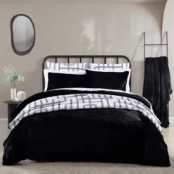 3pc Solid Faux Fur 100% Polyester Duvet Set Black - City Scene -Laura Ashley Shop GUEST 472d92ce fa0c 44df a4ca df6082a2850a