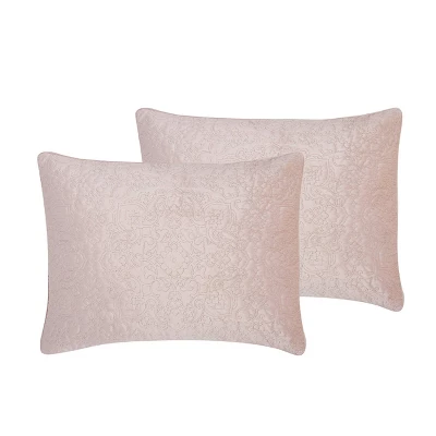 King 3pc Melange Quilted Velvet Comforter Set Pink - Charisma 6 King 3pc Melange Quilted Velvet Comforter Set Pink - Charisma - Image 4