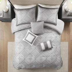 7pc Ollie Jacquard Comforter Set Gray - Madison Park -Laura Ashley Shop GUEST 515b4407 f73c 446b 80ce f10bc0e93f67