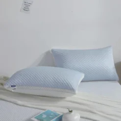 Gulches Cooling Breathable Tofu Pillow (1Pack) - Blue, Ice-Silk Fabric, 3D Massage Texture, Dual-Season Dual-Sided, Ergonomic Neck Support