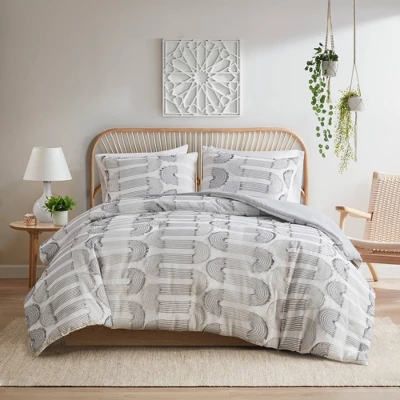 Intelligent Design Esther Clip Jacquard Duvet Cover Set Gray 3 Intelligent Design Esther Clip Jacquard Duvet Cover Set Gray