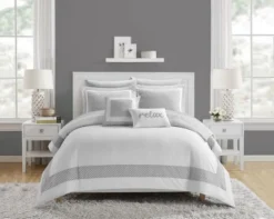 Chic Home Gibson Comforter Set Striped Hotel Collection Design Bed In A Bag Bedding - 9 Piece - Grey -Laura Ashley Shop GUEST 5c0b85b5 961c 4ab1 9097 fb5eb3d53e4e