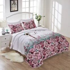 Baileys Birdhouse Floral Quilted Pillow Sham White By Barefoot Bungalow -Laura Ashley Shop GUEST 631bf86b 4ae3 4cdf b0b2 d34459b46ff9