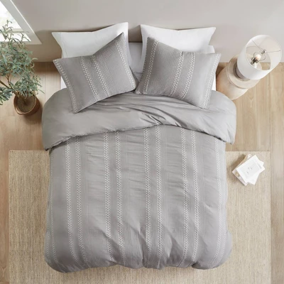 3pc Hailey Cotton Gauze Waffle Weave Comforter Set Gray - Urban Habitat 4 3pc Hailey Cotton Gauze Waffle Weave Comforter Set Gray - Urban Habitat - Image 2