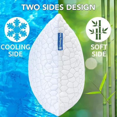 Itopfox Cooling Pillows For Sleeping 2 Pack, Shredded Memory Foam Bed Pillows, Cool Gel Pillow For Hot Sleepers Adjustable Firm Pillow For Side, Back 4 Itopfox Cooling Pillows For Sleeping 2 Pack, Shredded Memory Foam Bed Pillows, Cool Gel Pillow For Hot Sleepers Adjustable Firm Pillow For Side, Back - Image 2