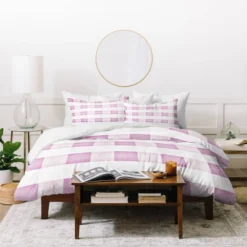 Farmhouse Shabby Gingham Checkered Plaid Monika Strigel Duvet Cover Set Purple/White - Deny Designs -Laura Ashley Shop GUEST 781985ff bd12 4bc5 8823 538f55eb586f