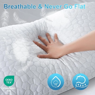Itopfox Cooling Pillows For Sleeping 2 Pack, Shredded Memory Foam Bed Pillows, Cool Gel Pillow For Hot Sleepers Adjustable Firm Pillow For Side, Back 7 Itopfox Cooling Pillows For Sleeping 2 Pack, Shredded Memory Foam Bed Pillows, Cool Gel Pillow For Hot Sleepers Adjustable Firm Pillow For Side, Back - Image 5
