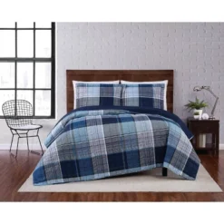 Trey Plaid Quilt Set Navy - Truly Soft 9 Trey Plaid Quilt Set Navy - Truly Soft -Laura Ashley Shop GUEST 8673cdd5 e383 4a1f 8fcf 8695a3de42d7