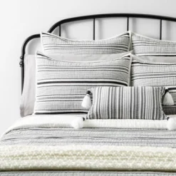 Textured Stripe Pillow Sham Dark Gray/Cream - Hearth & Hand With Magnolia -Laura Ashley Shop GUEST a0f8fe96 7ab4 46c3 ad09 b2250acbb400