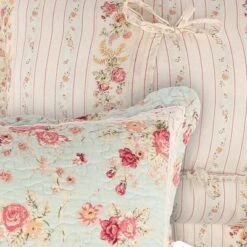 Greenland Home Antique Rose Floral Pinstripe With Dainty Scrolling Embellishments Sham Standard Blue -Laura Ashley Shop GUEST a24b3bd5 3dd4 4d7d 89f4 16b4ecf24a49
