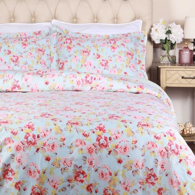 Soft 300 Thread Count Cotton Duvet Cover Bed Set With Pillow Shams, Vintage Floral Or Solid Bedding Bohemian Wildflower By Blue Nile Mills 4 Soft 300 Thread Count Cotton Duvet Cover Bed Set With Pillow Shams, Vintage Floral Or Solid Bedding Bohemian Wildflower By Blue Nile Mills - Image 2
