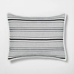 Textured Stripe Pillow Sham Dark Gray/Cream - Hearth & Hand With Magnolia -Laura Ashley Shop GUEST b0608181 3b6d 4688 8af4 76eb9e213a88