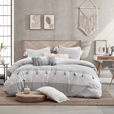 Peri Home 3pc Panama Stripe Comforter Set Light Gray 8 Peri Home 3pc Panama Stripe Comforter Set Light Gray - Image 6