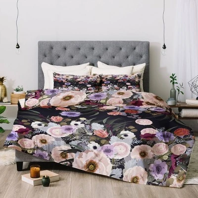 Full/Queen Iveta Abolina Floral Comforter Set Purple - Deny Designs 4 Full/Queen Iveta Abolina Floral Comforter Set Purple - Deny Designs - Image 2