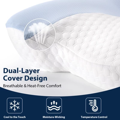 SUGIFT Ergonomic Cervical Memory Foam Pillow For Neck Pain Relief Orthopedic Contour Support For Back Side Stomach Sleepers 5 SUGIFT Ergonomic Cervical Memory Foam Pillow For Neck Pain Relief Orthopedic Contour Support For Back Side Stomach Sleepers - Image 3