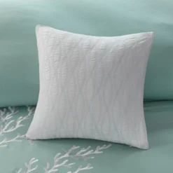 FONTOI Square Pillow With White Coral Motif, Decorative Bed Pillow For Home, Bedroom, Multicolor, 16"*5"*16"