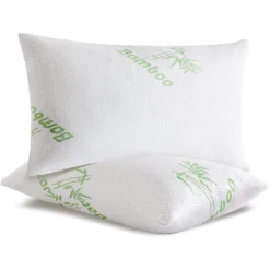 Home Mart Goods King Size Soft Plush Bamboo Memory Foam Support Pillow (Set Of 2)