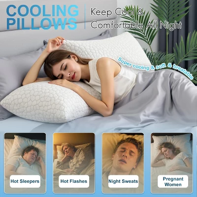 Itopfox Cooling Pillows For Sleeping 2 Pack, Shredded Memory Foam Bed Pillows, Cool Gel Pillow For Hot Sleepers Adjustable Firm Pillow For Side, Back 5 Itopfox Cooling Pillows For Sleeping 2 Pack, Shredded Memory Foam Bed Pillows, Cool Gel Pillow For Hot Sleepers Adjustable Firm Pillow For Side, Back - Image 3