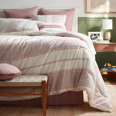 8pc Stripe Boho Comforter Set Mauve - Threshold™ 3 8pc Stripe Boho Comforter Set Mauve - Threshold™