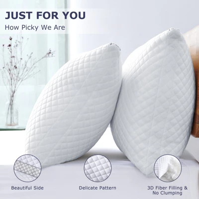FONTOI Standard Pillow Set Of 2 With Soft Knitted Cover, Breathable For All Sleep Positions, Perfect For Home, Hotel, White, 18.9"*5"*27.6" 3 FONTOI Standard Pillow Set Of 2 With Soft Knitted Cover, Breathable For All Sleep Positions, Perfect For Home, Hotel, White, 18.9"*5"*27.6"