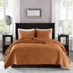 Madison Park Mercer Faux Velvet Reversible Coverlet Set