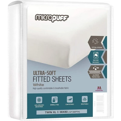 Micropuff 100% Microfiber Fitted Sheet - White 11 Micropuff 100% Microfiber Fitted Sheet - White - Image 9